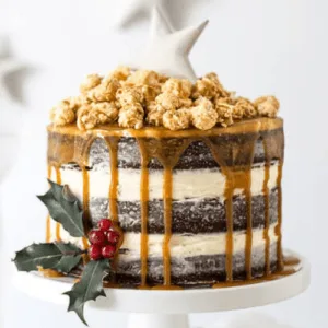 Golden Popcorn Drip Cake